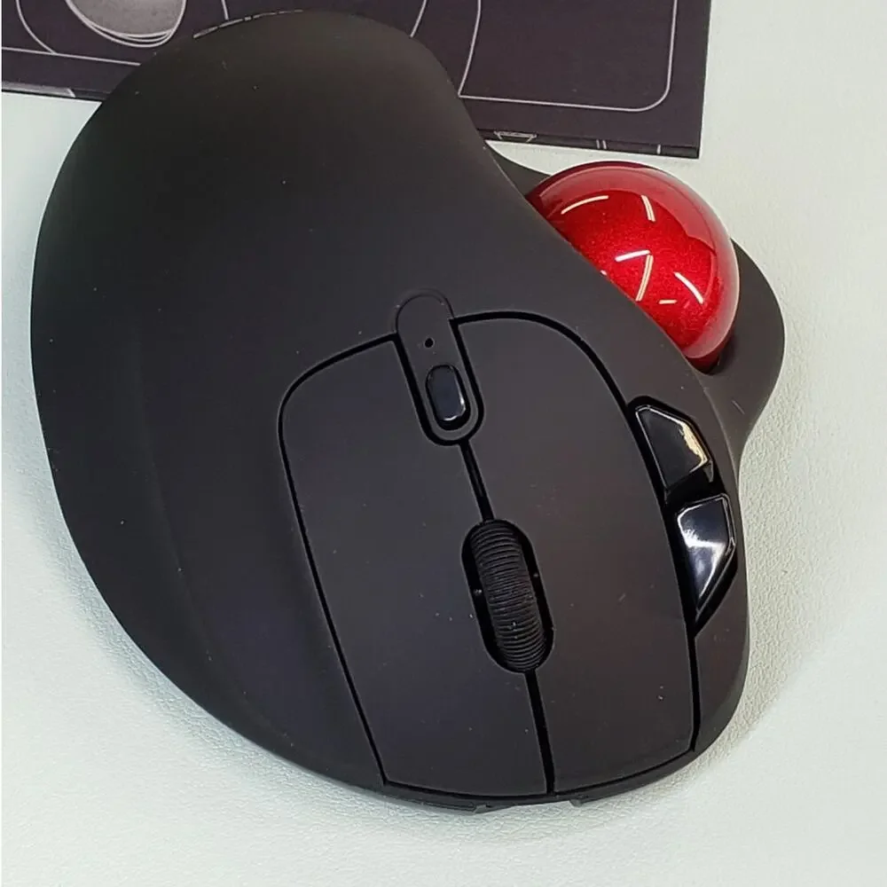 Nulea M501 Wireless Trackball Mouse Easy Thumb Control RED BALL Black Body